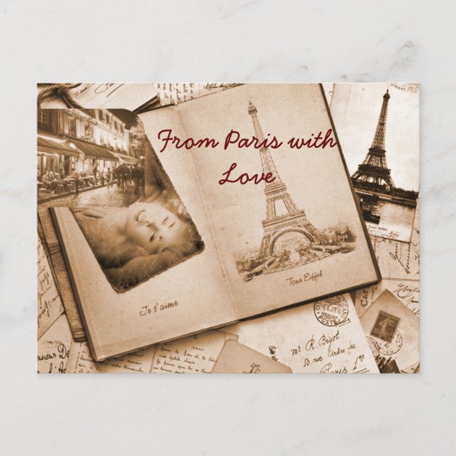 Von Paris mit Liebe Postkarte (Vorderseite)