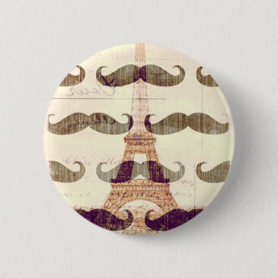 Von Paris mit Schnurrbart Button