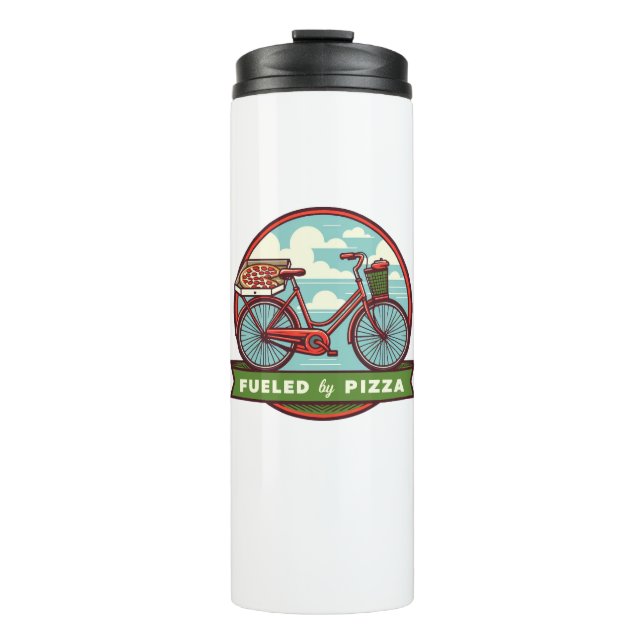 Von Pizza Bike angetrieben Thermosbecher (Vorderseite)