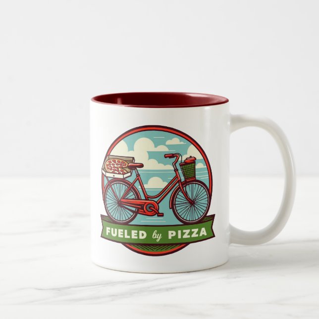 Von Pizza Bike angetrieben Zweifarbige Tasse (Rechts)