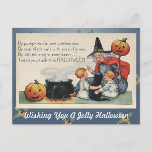 Von Pumpkin fat Vintage Halloween Art Post Card Postkarte