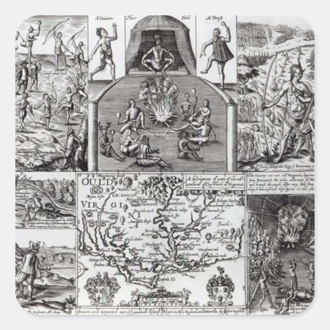 von Robert Vaughan eingegraben Quadratischer Aufkleber (Vorderseite)