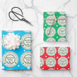 von Santa-Aufklebern Nordpol Geschenkpapier Set