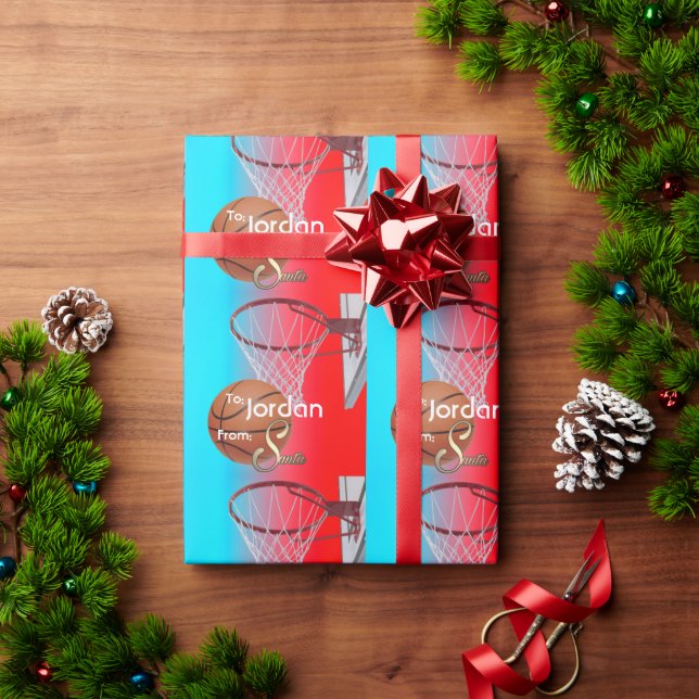 Von Santa Basketball Geschenkpapier (Feiertagsgeschenk)