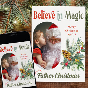 Von Santa Believe in Magic abgerundete Raute Foto Feiertagskarte
