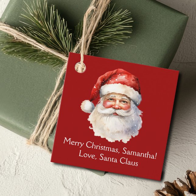 Von Santa Claus Custom Red Kids Weihnachts-Party Geschenkanhänger (Von Creator hochgeladen)