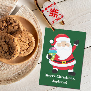 Von Santa Green Personalisiertes Kinderweihnachten Karte