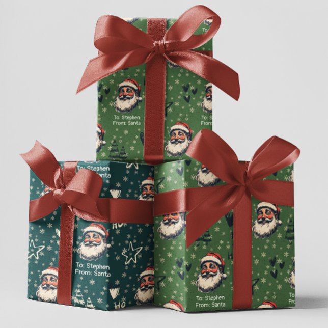 Von Santa Individuelle Name Doodles Weihnachten Geschenkpapier Set (Von Creator hochgeladen)