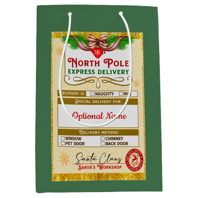 Von Santa Nordpol-Express Unartig oder Artig Mittlere Geschenktüte (Vorderseite)