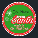 Von Santa Personalisiert Runder Aufkleber<br><div class="desc">Von Santa Personalisiert,  aus Nordpol-Aufklebern durch Santaclause*</div>