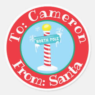Von Santa Sticker Individuelle Name North Pole Sig