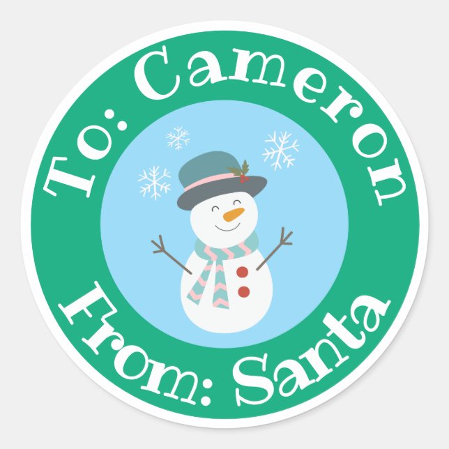 Von Santa Sticker mit Individuelle Name Niedlich S (Vorderseite)