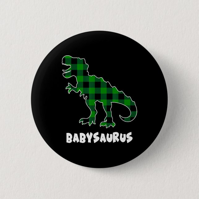 Von Saurus T-Rex Dinosauriern Kariert St Patricks  Button (Vorderseite)