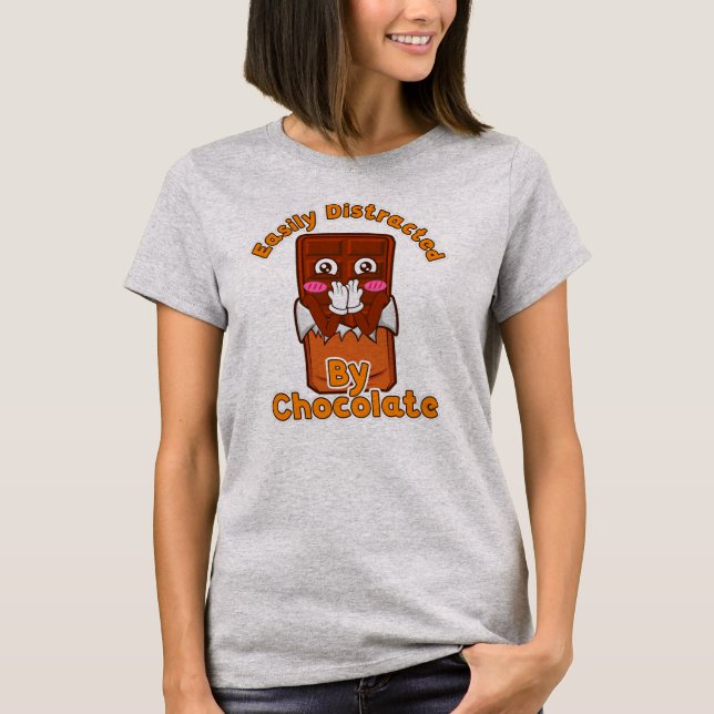 Von Schokolade-Cartoon-Schokolade-Bar abgelenkt  T-Shirt (Vorderseite)