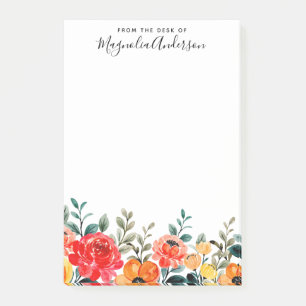 Von Schreibtisch der modernen Floralschrift Name Post-it Klebezettel