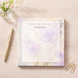 Von Schreibtisch des lila Blumen Cottagecore Notizblock