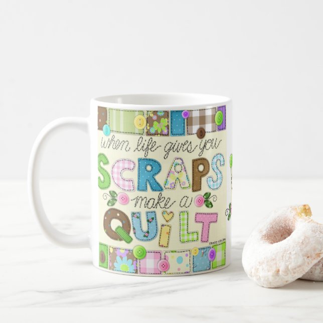 "Von Schrotte zu Steppdecken-" personalisierte Tasse (Mit Donut)
