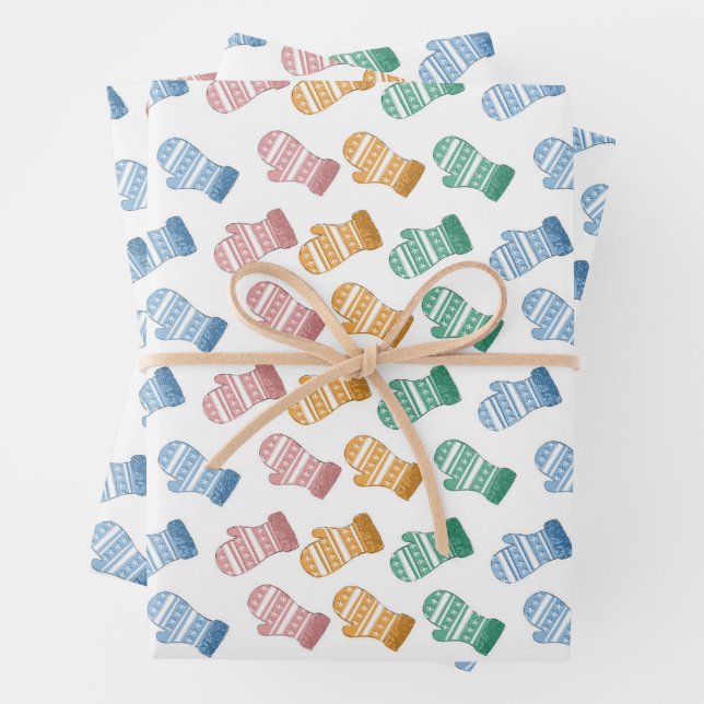 Von Scratch Sketched Mitten Gift Wrap Geschenkpapier Set (Beispiel)