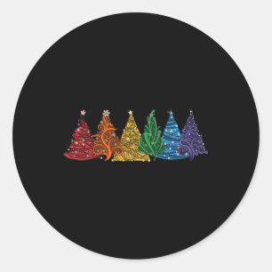 von sechs LGBTq Pride Rainbow Weihnachtsbaumen Vec Runder Aufkleber
