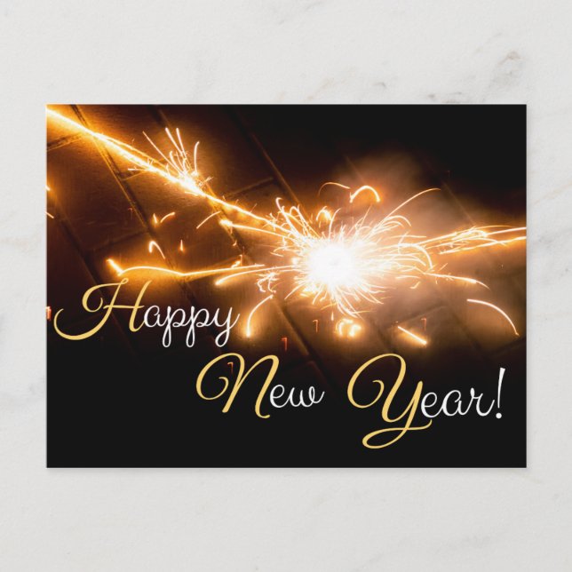 Von Silvester bis Neujahr: Happy New Year! Postkarte (Vorderseite)