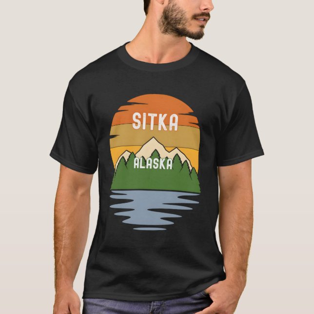 Von Sitka Alaska Vintag Sunset T-Shirt (Vorderseite)