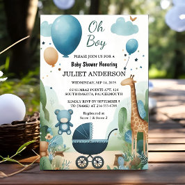 Von Soft Boho Bear Blue Cub Welcome Baby Boy Dusch Einladung