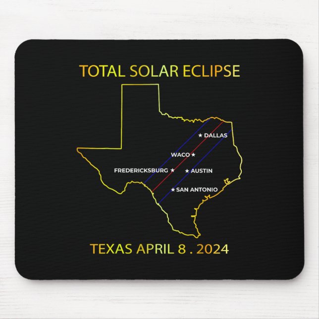 von Solar Eclipse 2024 Interaktive Karte Texas Ecl Mousepad (Vorne)