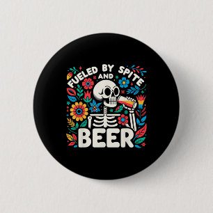 Von Spite and Biere Halloween Skeleton Floral Button