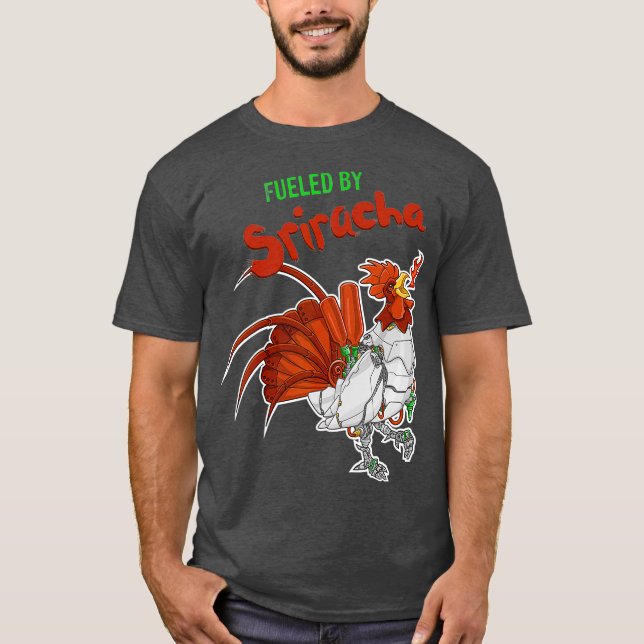 Von Sriracha Phantastisch Sauce Robot Rooster gesp T-Shirt (Vorderseite)