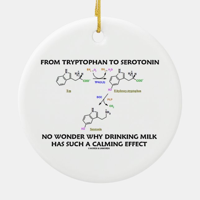 Von Tryptophan zu Serotonin (Chemie-Spaß) Keramik Ornament (Hinten)