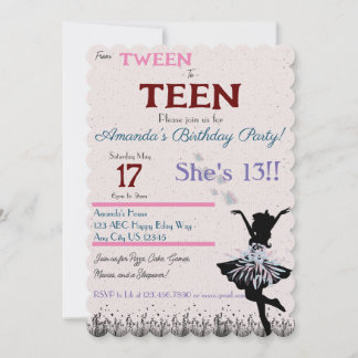 Von Tween zu Teenager-Einladung Einladung