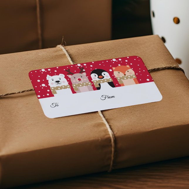 Von und nach Rentier, Eisbär, Pinguin & Fox (To & From Reindeer, Polar Bear, Penguin & Fox Label)
