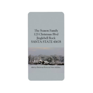 Von unserem neuen Zuhause Winter Wunderland Adressaufkleber