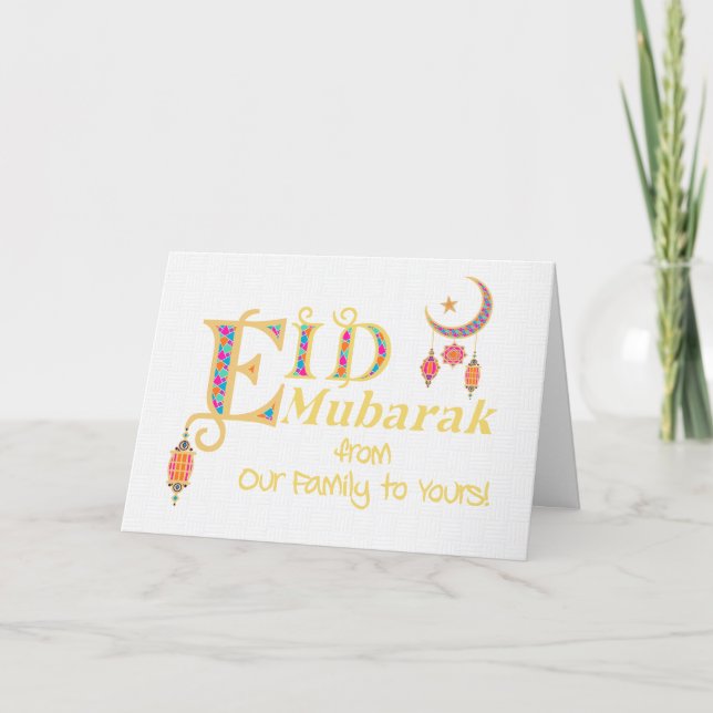 Von unserer Familie zu deinen Eid Mubarak Moon Sta Karte (Vorderseite)