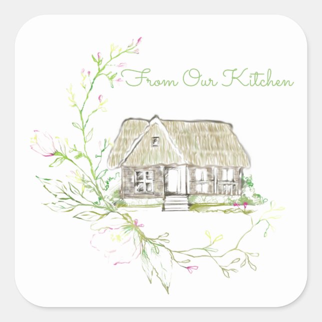 Von unserer Küche Englisch Hütte Square Sticker (Vorderseite)