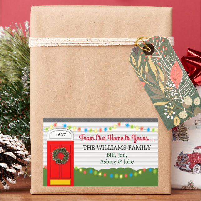 Von unserer Zuhause zu Ihrem Personalisierten Aufk Rechteckiger Aufkleber (Feiertag)