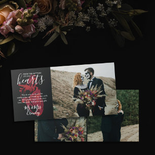 Von unten ist das dunkle Hochzeitsfest-Foto Dankeskarte