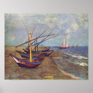 Von Vincent van Gogh Reprint gemalte Boote Poster
