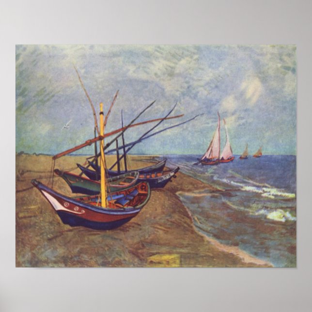 Von Vincent van Gogh Reprint gemalte Boote Poster (Vorne)