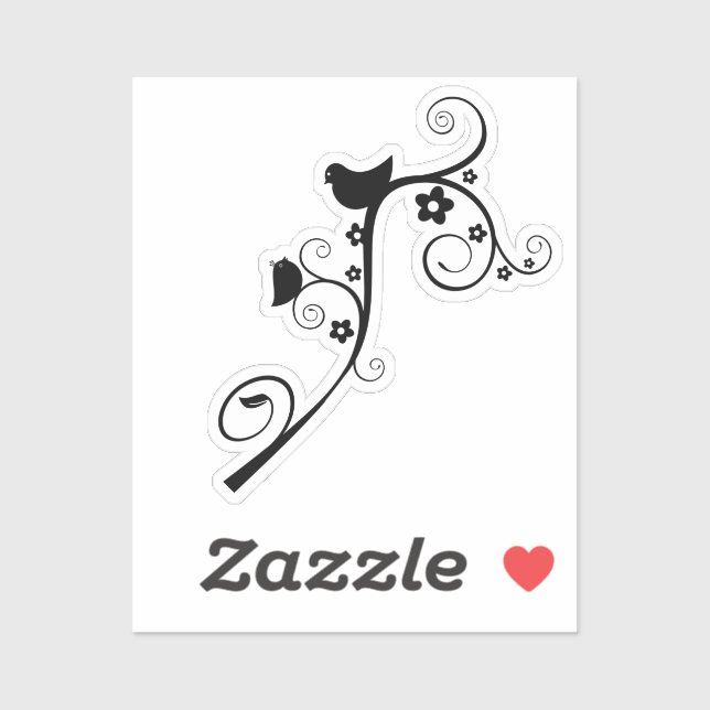 von Vögeln geblüht Wirbel Aufkleber (Blatt)