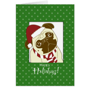 VON Welpen, Mops Hund, Weihnachtsmannmütze, Weihna