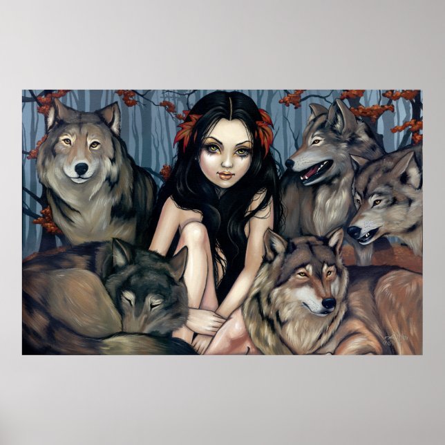 Von Wolves Fantasy Wolf Hund Art Print Poster (Vorne)