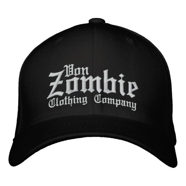 Von Zombie Skull Cap 001C Bestickte Baseballkappe (Vorderseite)