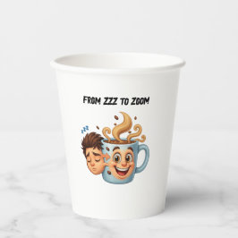 "Von Zzz zu Zoom" T-Shirt - Kaffeetasse Gesicht  Pappbecher
