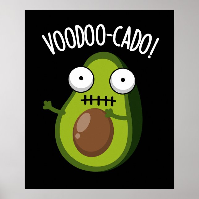 Voodoo-cado Funny Avocado Pun Dark BG Poster (Vorne)