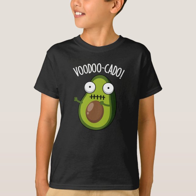 Voodoo-cado Funny Avocado Pun Dark BG T-Shirt (Vorderseite)