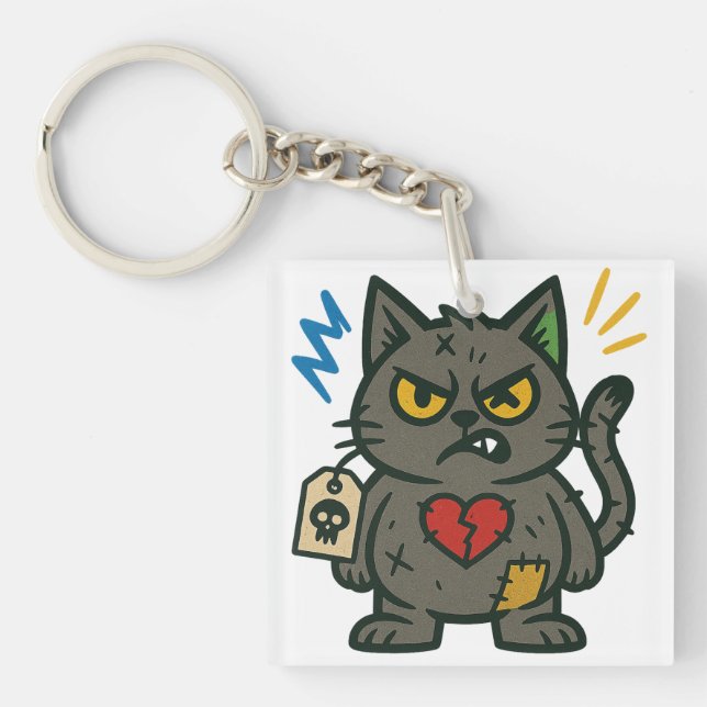 Voodoo Cat - Grumpy Charm Schlüsselanhänger (Vorderseite)