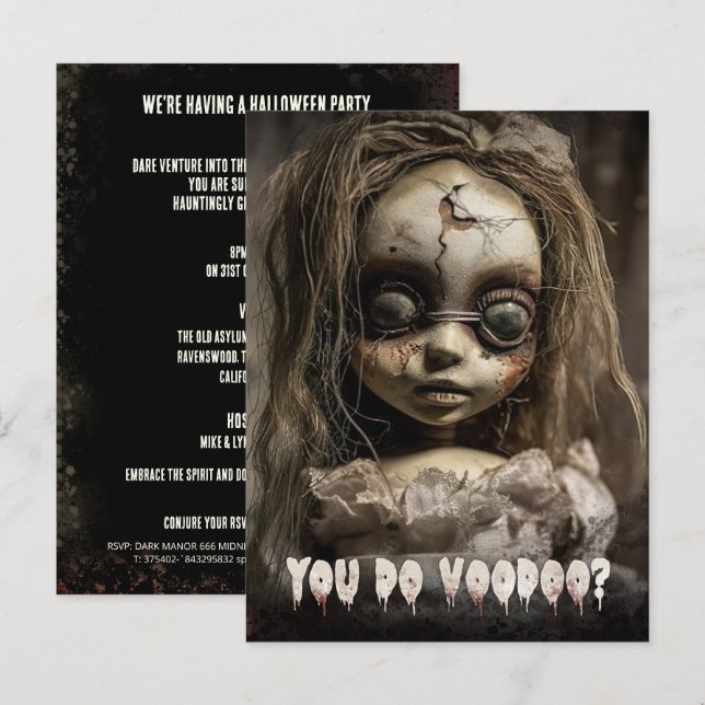 Voodoo Doll Budget Adult Halloween Einladung Postkarte (Vorne/Hinten)