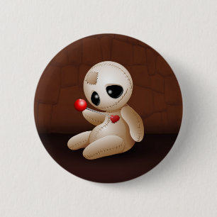 Voodoo Doll Cartoon in der Liebe Button