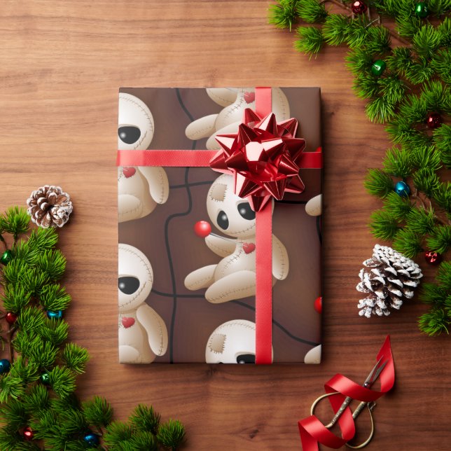 Voodoo Doll Cartoon in der Liebe Geschenkpapier (Feiertagsgeschenk)